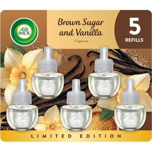 Air Wick Plug in Scented Oil Refill, 5 ct, Brown Sugar and Vanilla,Air Freshener